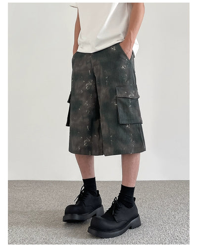 Splatters Cargo Style Shorts Korean Street Fashion Shorts By A PUEE Shop Online at OH Vault