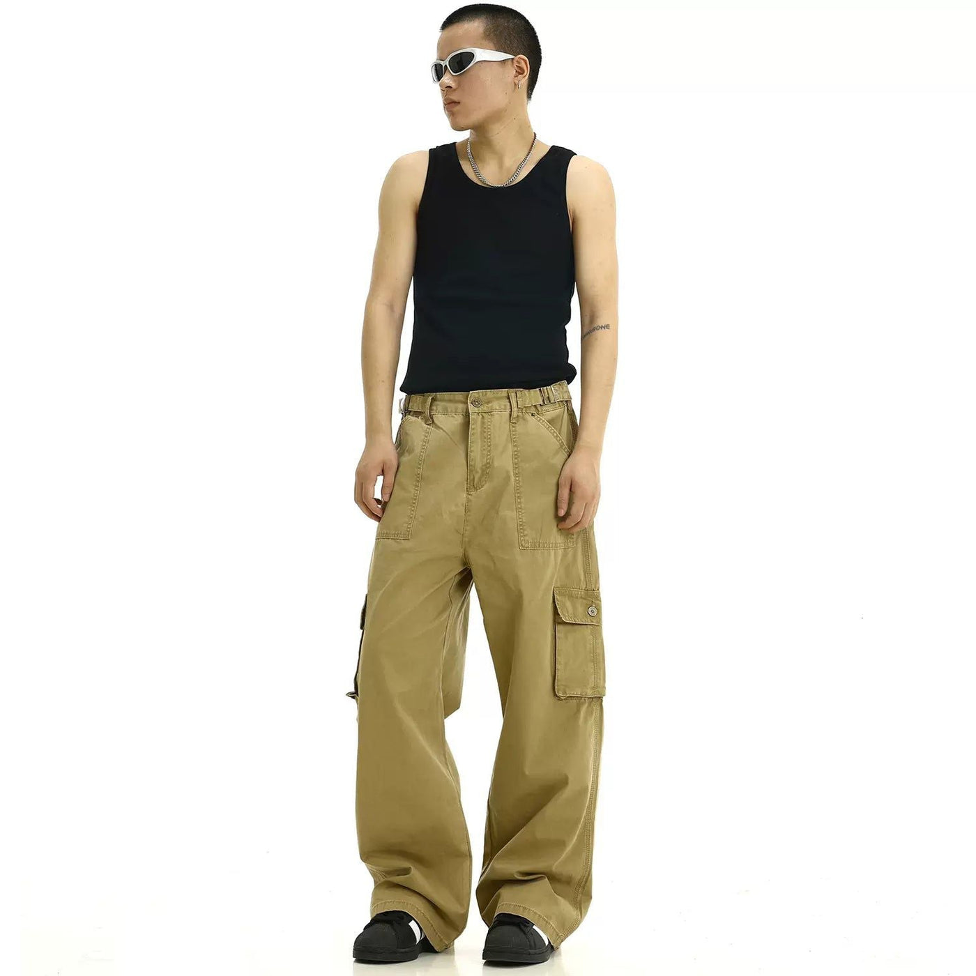 Workwear Buttoned Cargo Style Jeans Korean Street Fashion Jeans By MEBXX Shop Online at OH Vault