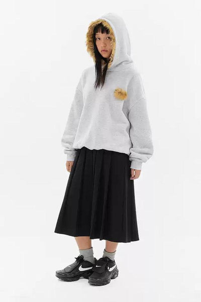 Faux Fur Detail Comfty Hoodie Korean Street Fashion Hoodie By Crying Center Shop Online at OH Vault