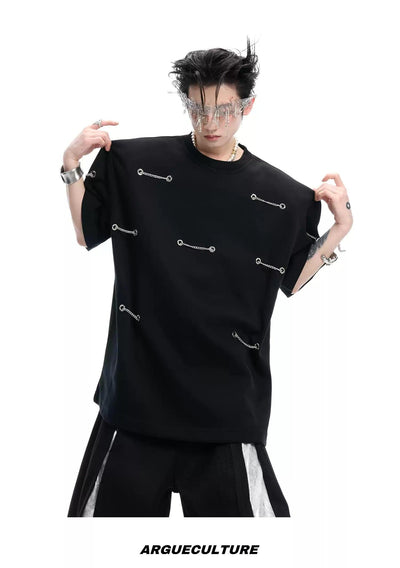 Scattered Chain Holes T-Shirt Korean Street Fashion T-Shirt By Argue Culture Shop Online at OH Vault