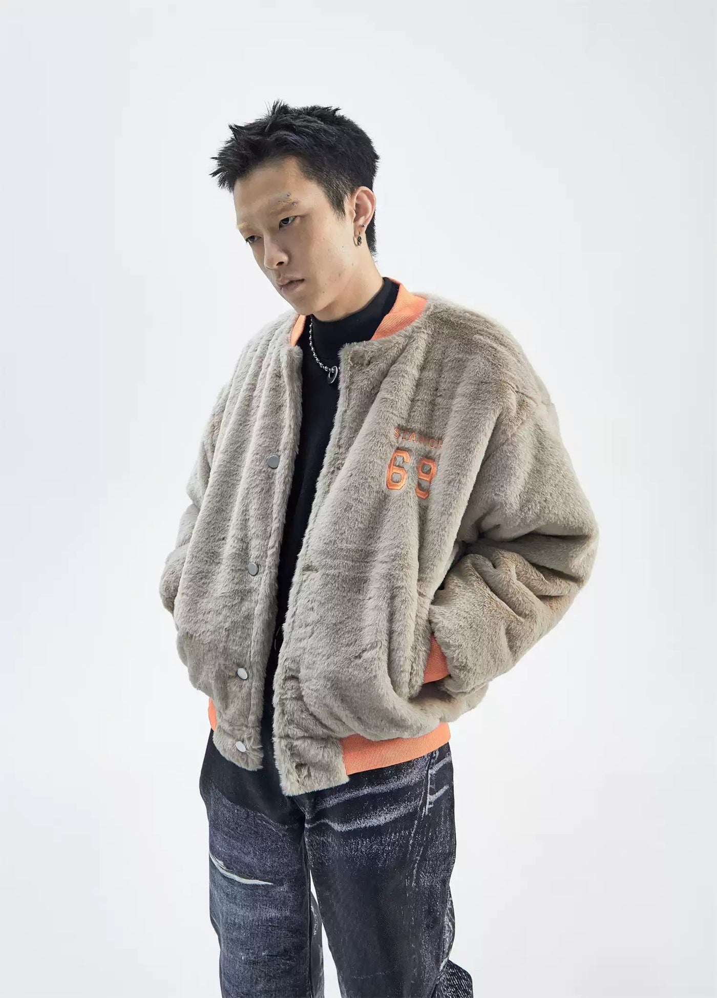 Contrast Embroidery Fleece Jacket Korean Street Fashion Jacket By Ash Dark Shop Online at OH Vault