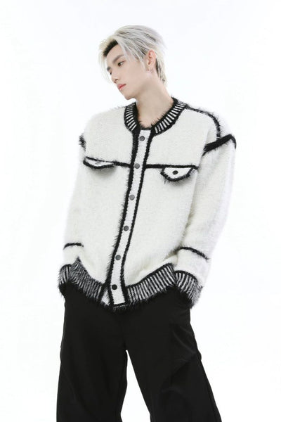 Contrast Outlined Buttoned Sweater Korean Street Fashion Sweater By Turn Tide Shop Online at OH Vault