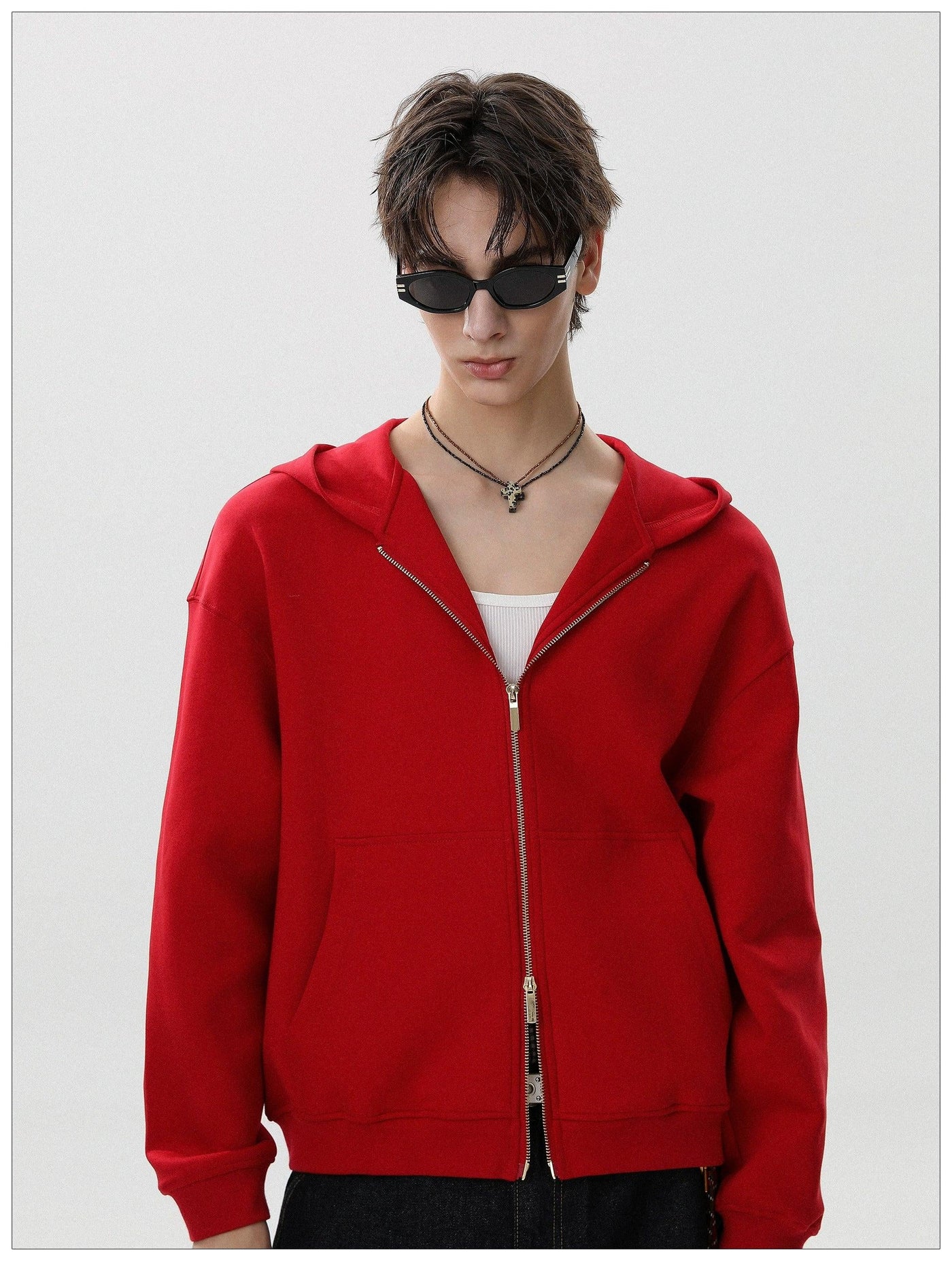Dual-End Zip-Up Hoodie Korean Street Fashion Hoodie By Mr Nearly Shop Online at OH Vault