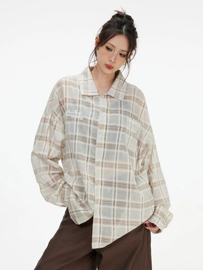Thin Relax Fit Checkered Shirt Korean Street Fashion Shirt By INS Korea Shop Online at OH Vault