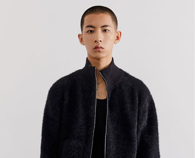 Dual Zip Mohair Jacket Korean Street Fashion Jacket By SOUTH STUDIO Shop Online at OH Vault