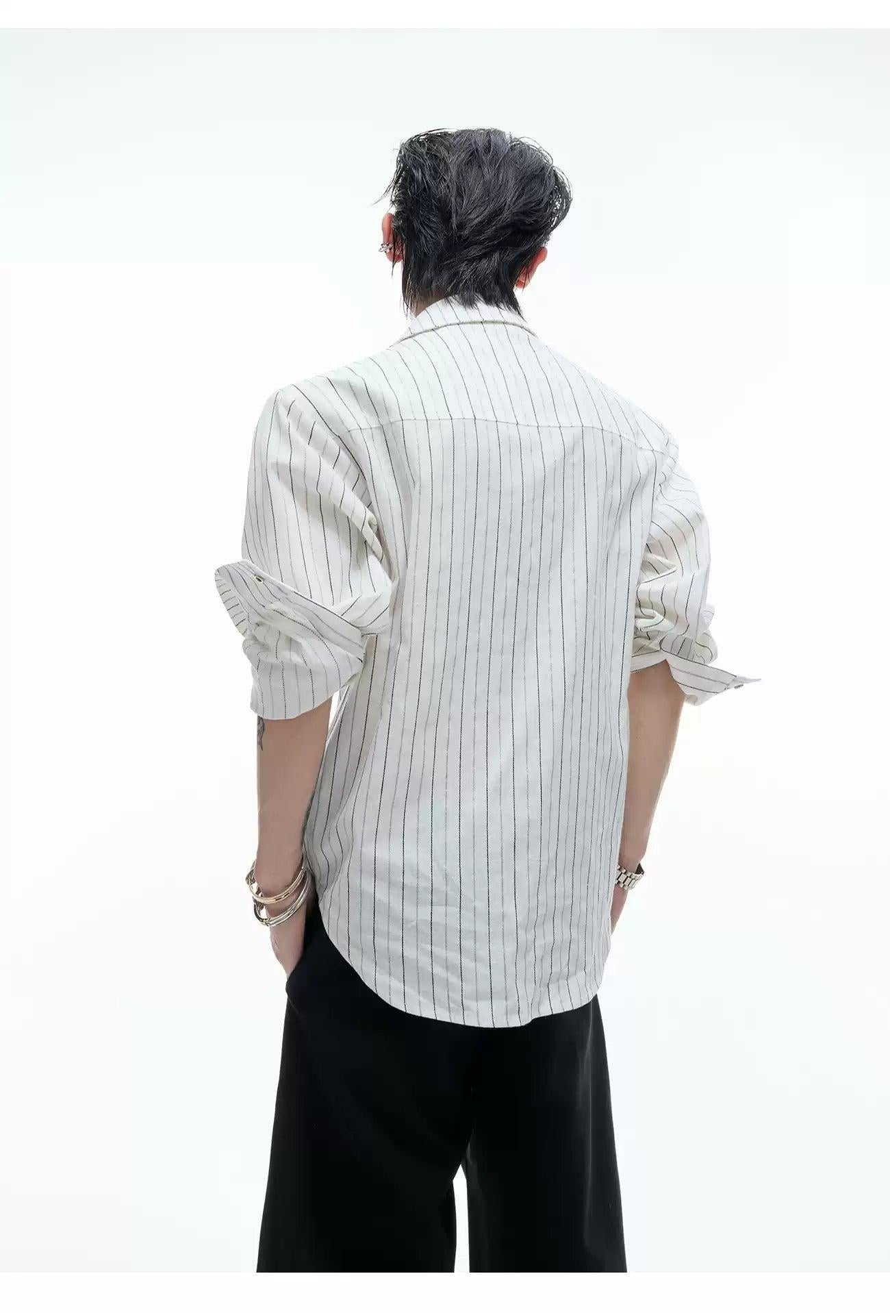 Striped Sequin Embroidery Shirt Korean Street Fashion Shirt By Argue Culture Shop Online at OH Vault