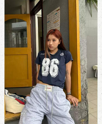 Number 86 Print Sporty T-Shirt Korean Street Fashion T-Shirt By Made Extreme Shop Online at OH Vault