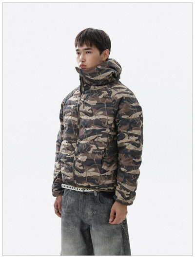 Camo Hooded Down Jacket Korean Street Fashion Jacket By Mr Nearly Shop Online at OH Vault