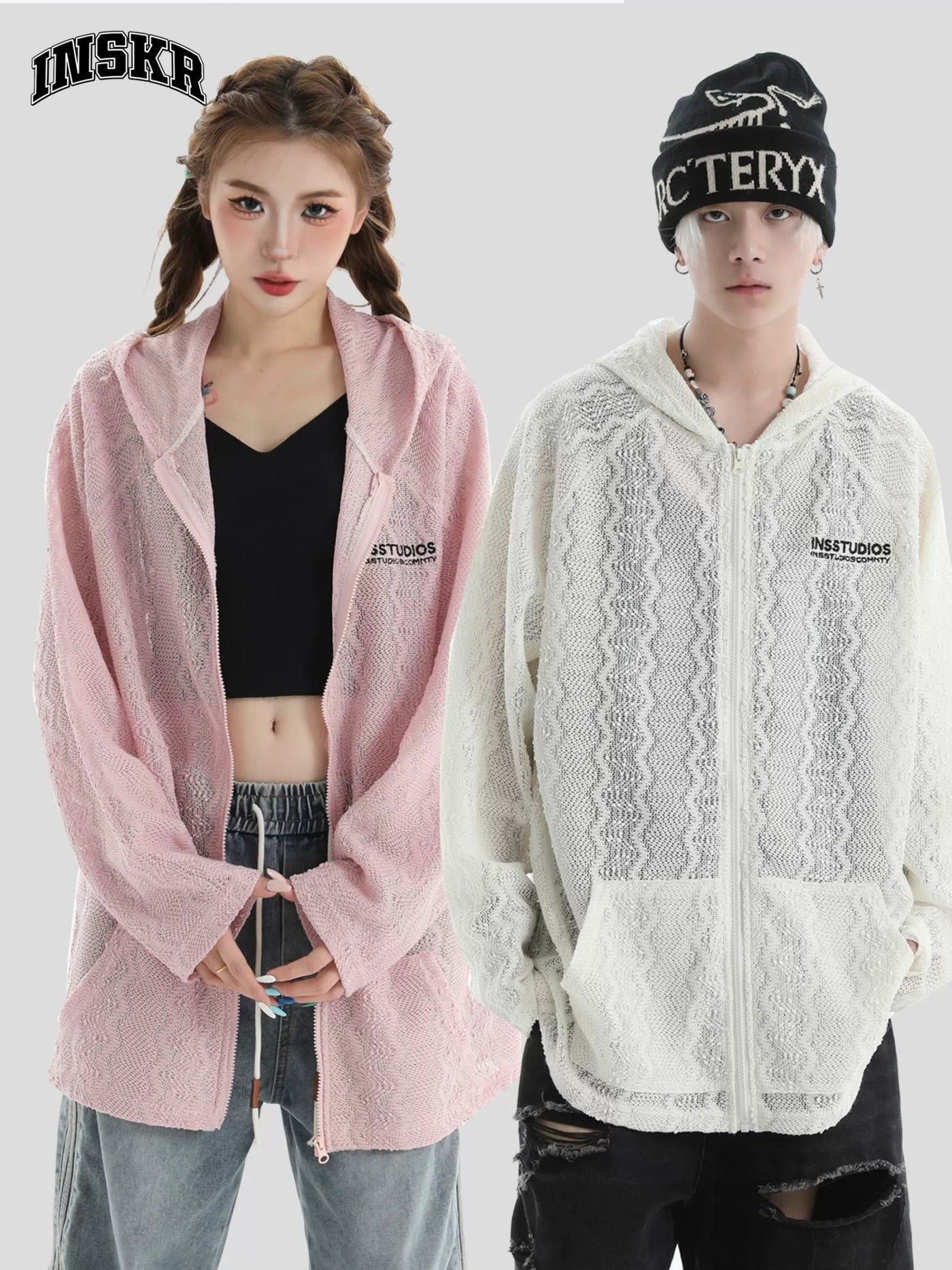 Hooded Hollow Zip-Up Sweater Korean Street Fashion Sweater By INS Korea Shop Online at OH Vault