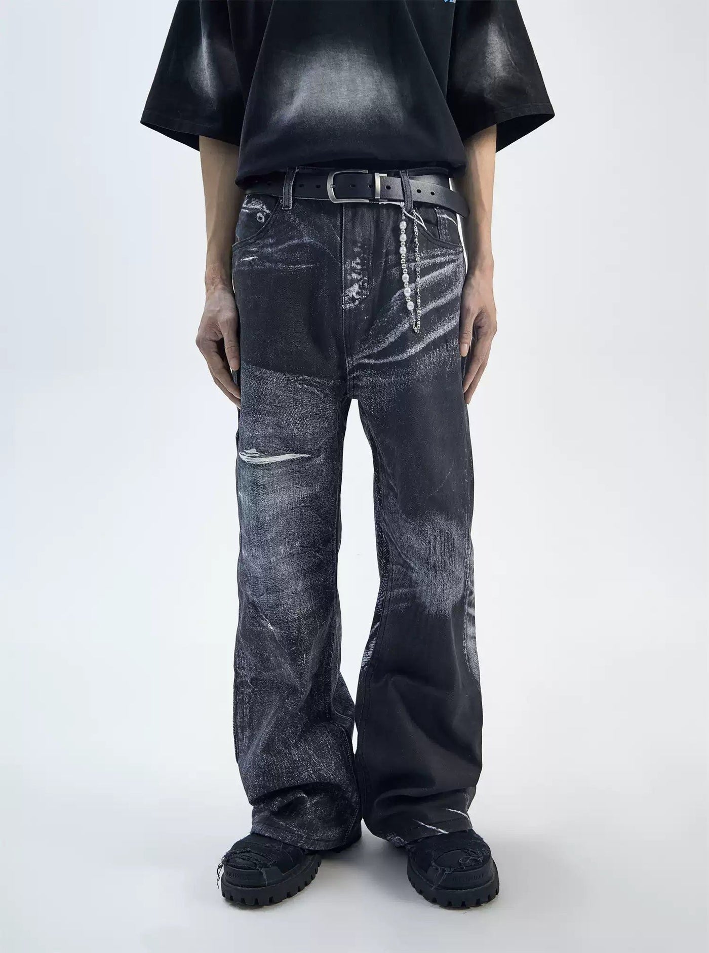 Abstract Fade Detail Jeans Korean Street Fashion Jeans By Ash Dark Shop Online at OH Vault