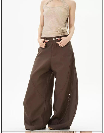 Buttoned Drape Scimitar Pants Korean Street Fashion Pants By 77Flight Shop Online at OH Vault