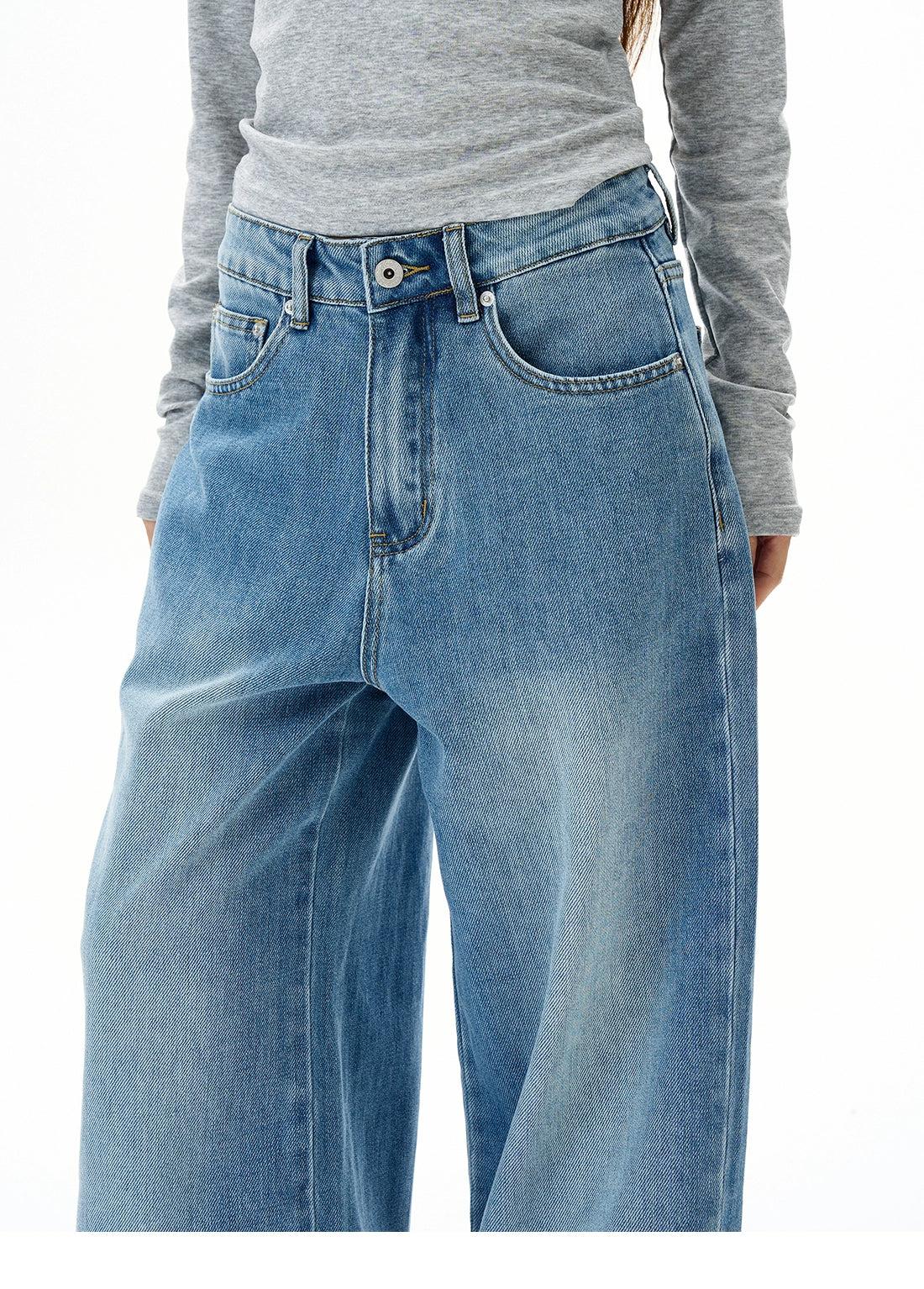 Washed & Faded Straight Fit Jeans Korean Street Fashion Jeans By 77Flight Shop Online at OH Vault