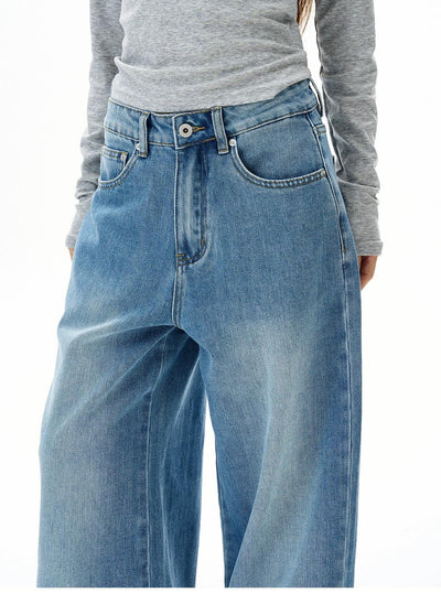 Washed & Faded Straight Fit Jeans Korean Street Fashion Jeans By 77Flight Shop Online at OH Vault