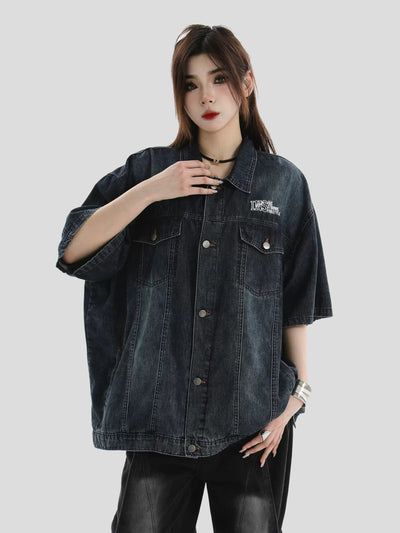 Oversized Buttoned Denim Shirt Korean Street Fashion Shirt By INS Korea Shop Online at OH Vault