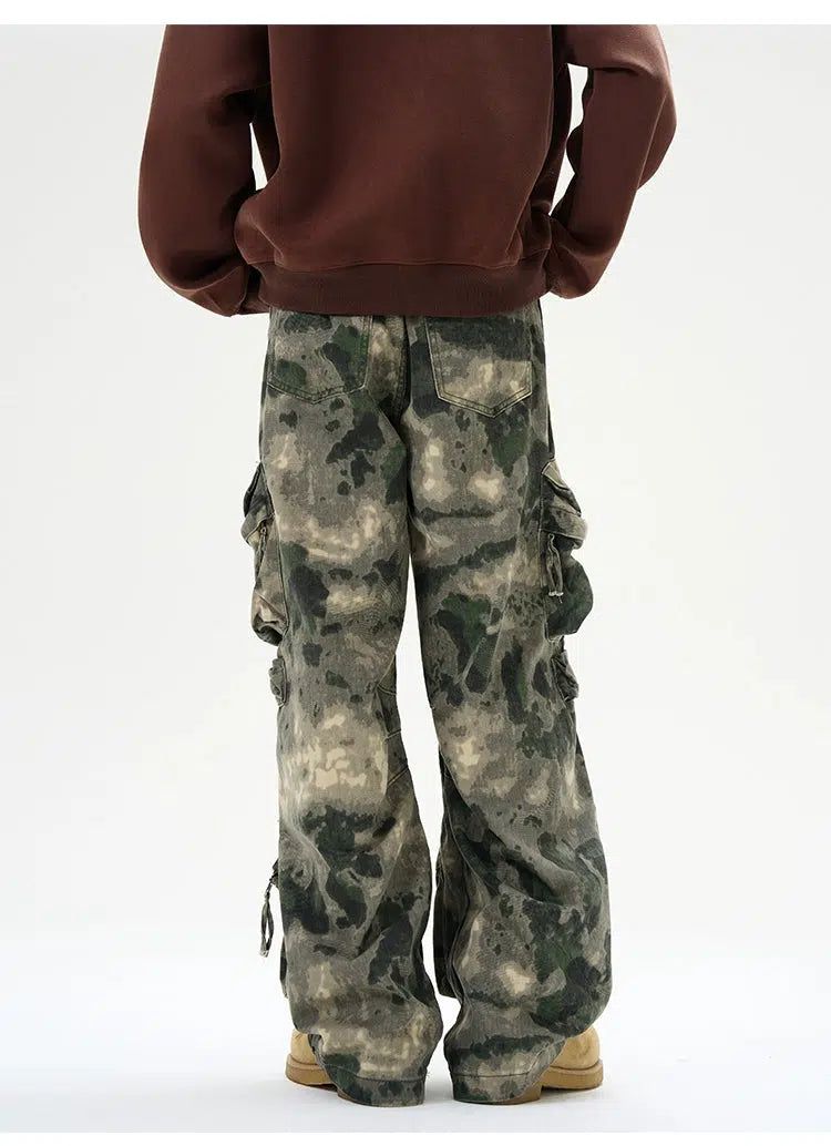 Low Rise Camo Print Cargo Pants Korean Street Fashion Pants By 77Flight Shop Online at OH Vault