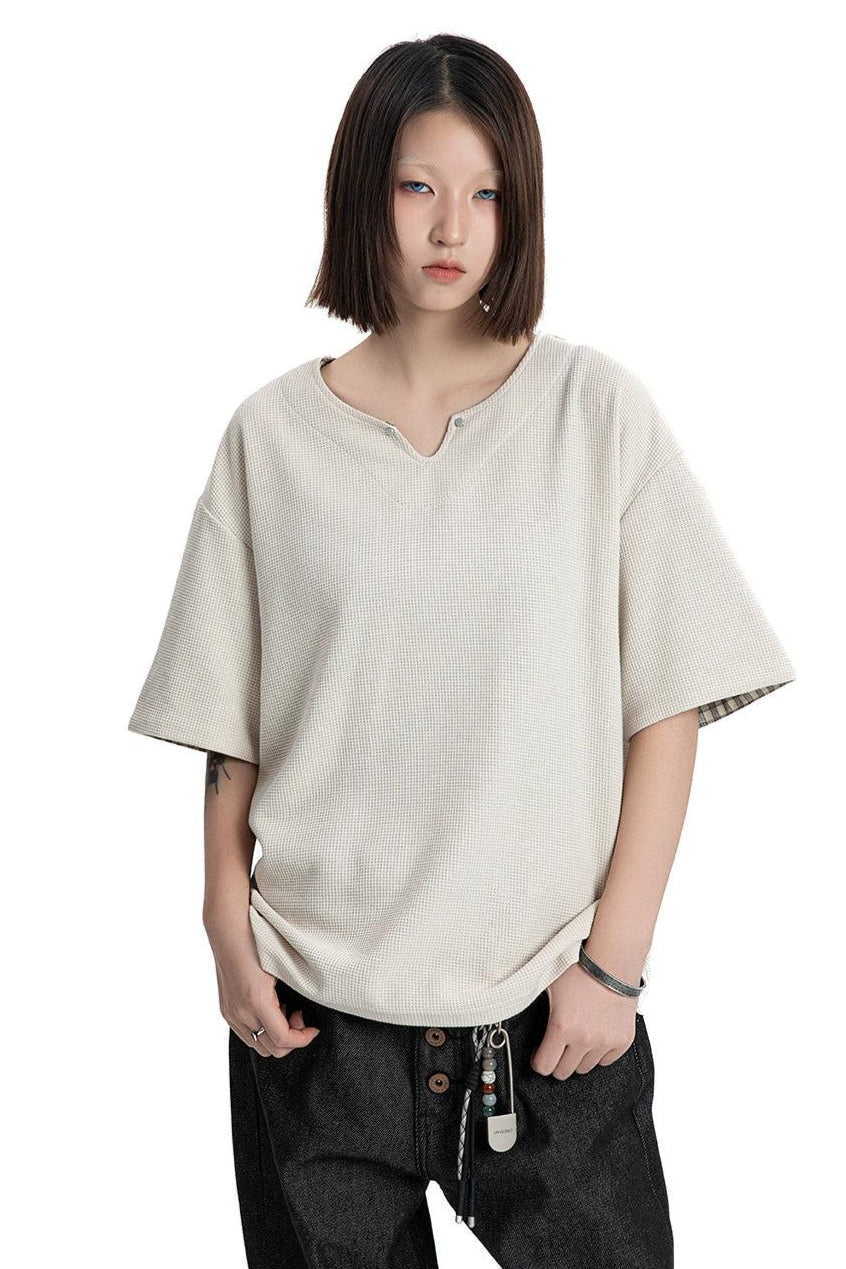 Waffle Grid Boxy T-Shirt Korean Street Fashion T-Shirt By Made Extreme Shop Online at OH Vault