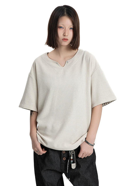 Waffle Grid Boxy T-Shirt Korean Street Fashion T-Shirt By Made Extreme Shop Online at OH Vault