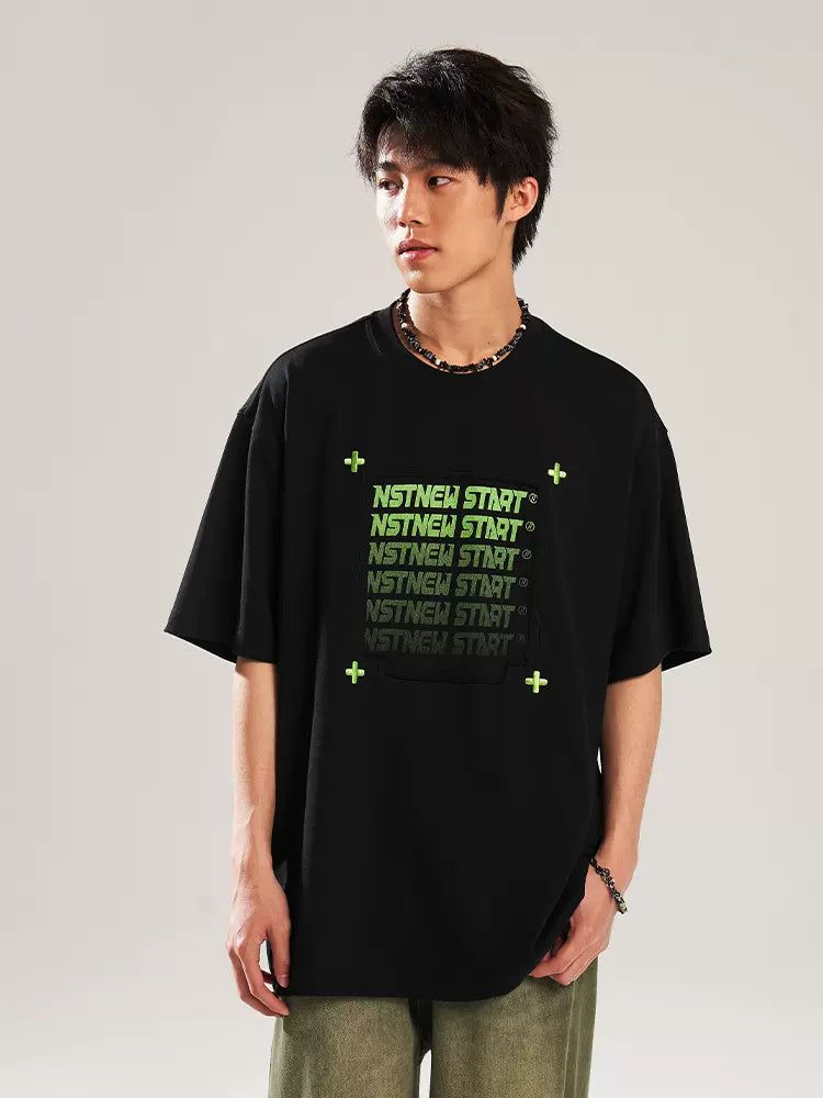 Fading Multiplied Logo T-Shirt Korean Street Fashion T-Shirt By New Start Shop Online at OH Vault