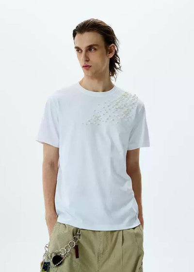 Pearls Detailed Regular Fit T-Shirt Korean Street Fashion T-Shirt By A PUEE Shop Online at OH Vault