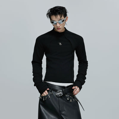 Slim Fit Structured Long Sleeve T-Shirt Korean Street Fashion T-Shirt By Argue Culture Shop Online at OH Vault