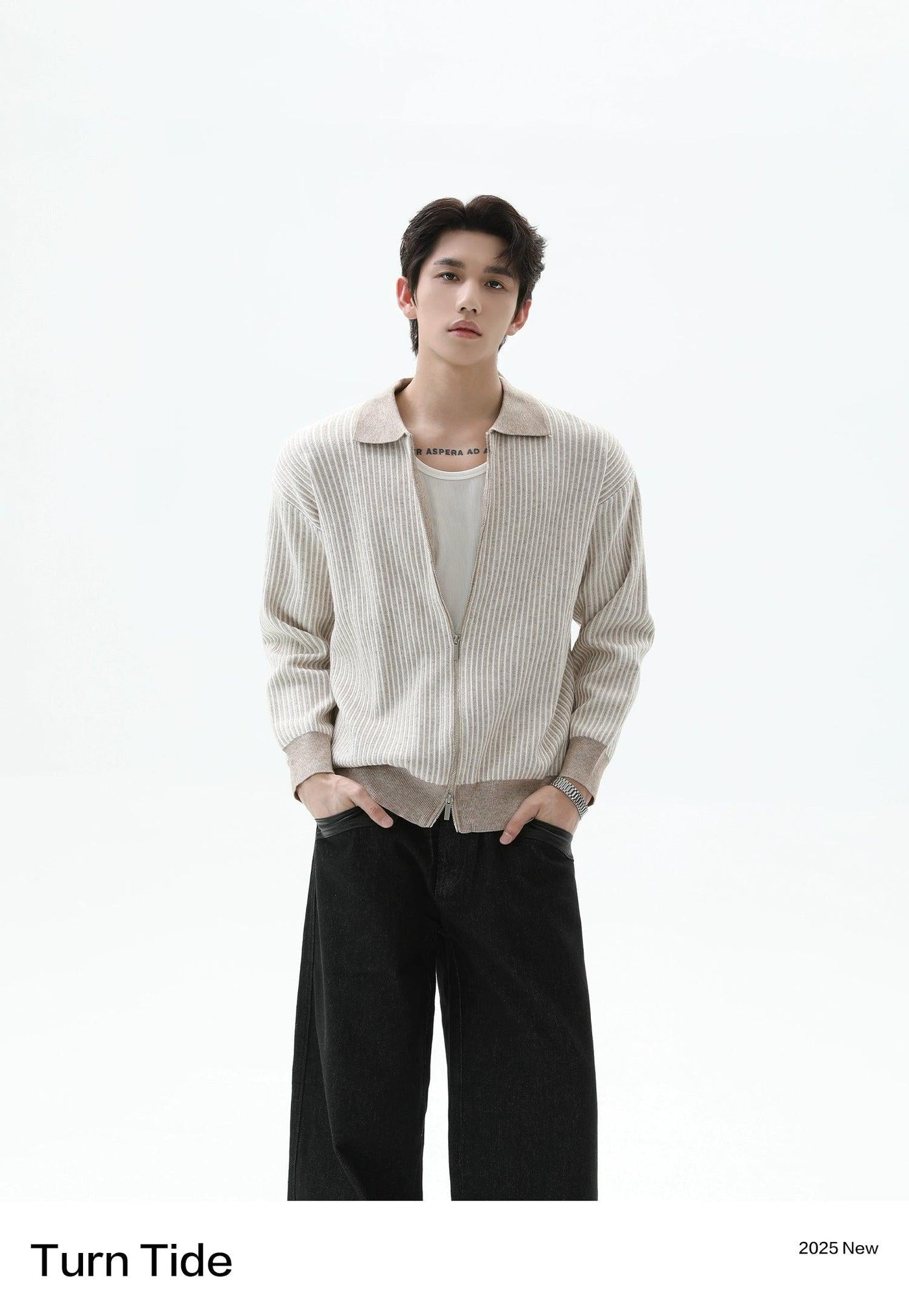 Pattern Knitted Zipped Jacket Korean Street Fashion Jacket By Turn Tide Shop Online at OH Vault