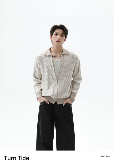 Pattern Knitted Zipped Jacket Korean Street Fashion Jacket By Turn Tide Shop Online at OH Vault