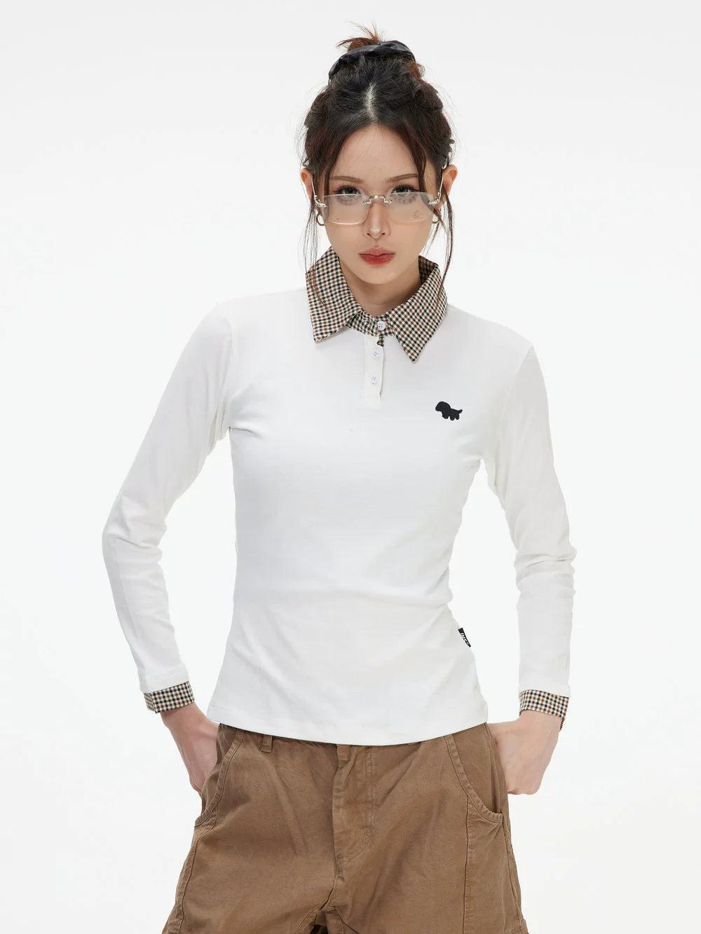 Plaid Layered Slim Fit Polo Korean Street Fashion Polo By INS Korea Shop Online at OH Vault