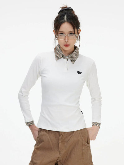 Plaid Layered Slim Fit Polo Korean Street Fashion Polo By INS Korea Shop Online at OH Vault