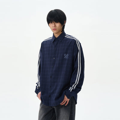 Side Bar Plaid Shirt Korean Street Fashion Shirt By 77Flight Shop Online at OH Vault