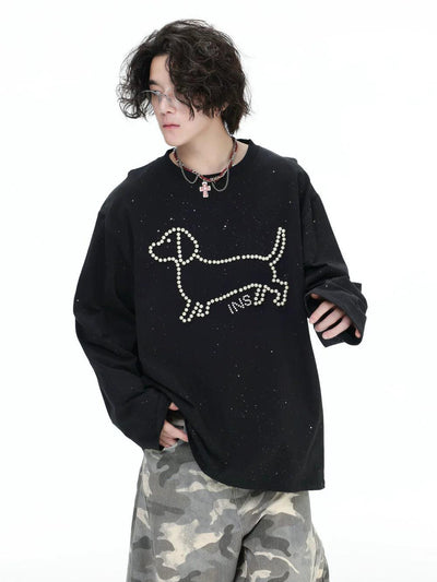 Pearl Puppy Long Sleeve T-Shirt Korean Street Fashion T-Shirt By INS Korea Shop Online at OH Vault