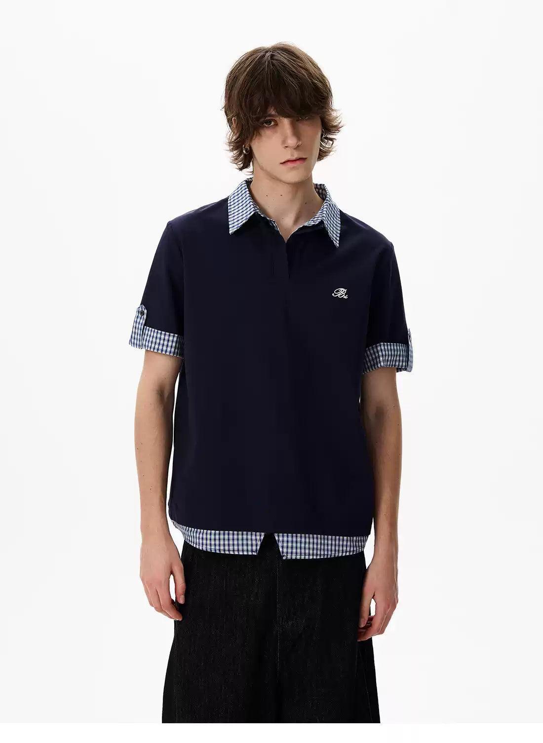 Plaid Layered Casual Polo Korean Street Fashion Polo By 77Flight Shop Online at OH Vault
