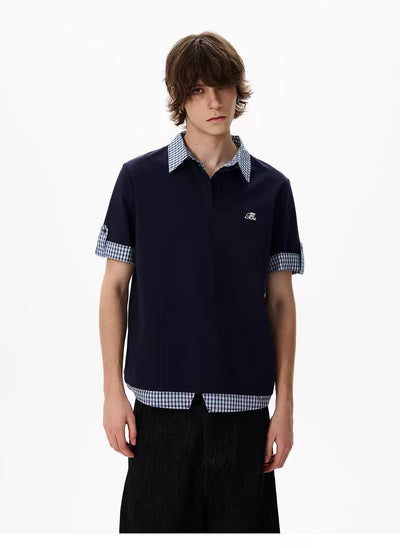 Plaid Layered Casual Polo Korean Street Fashion Polo By 77Flight Shop Online at OH Vault