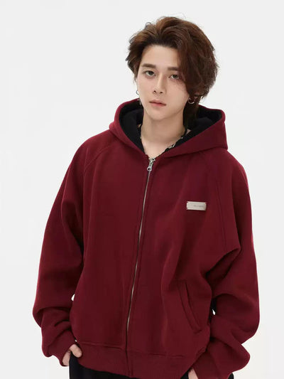 Basic Solid Color Zipped Hoodie Korean Street Fashion Hoodie By INS Korea Shop Online at OH Vault