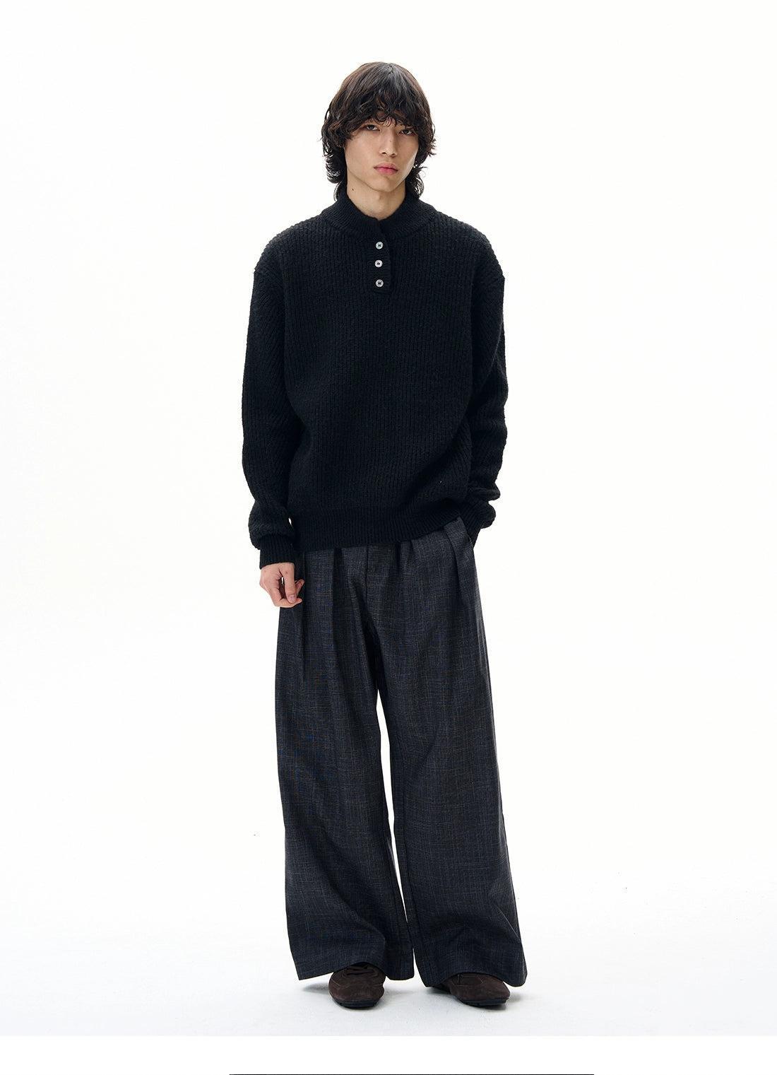 Pinstripe Pleated Wide Cut Trousers Korean Street Fashion Trousers By 77Flight Shop Online at OH Vault