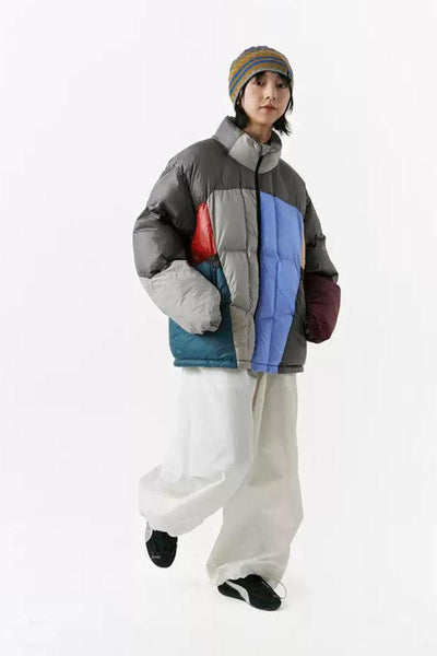 Color Block Quilted Puffer Jacket Korean Street Fashion Jacket By Crying Center Shop Online at OH Vault