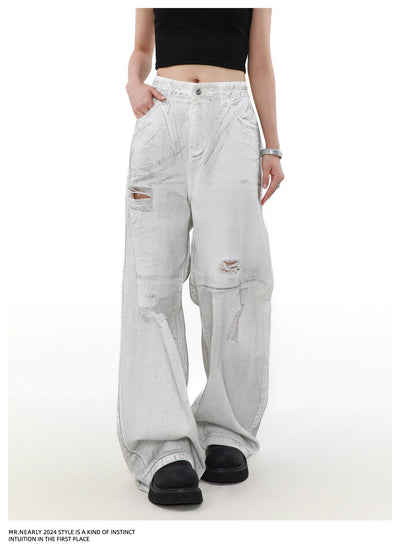 Charcoal Wash Ripped Jeans Korean Street Fashion Jeans By Mr Nearly Shop Online at OH Vault