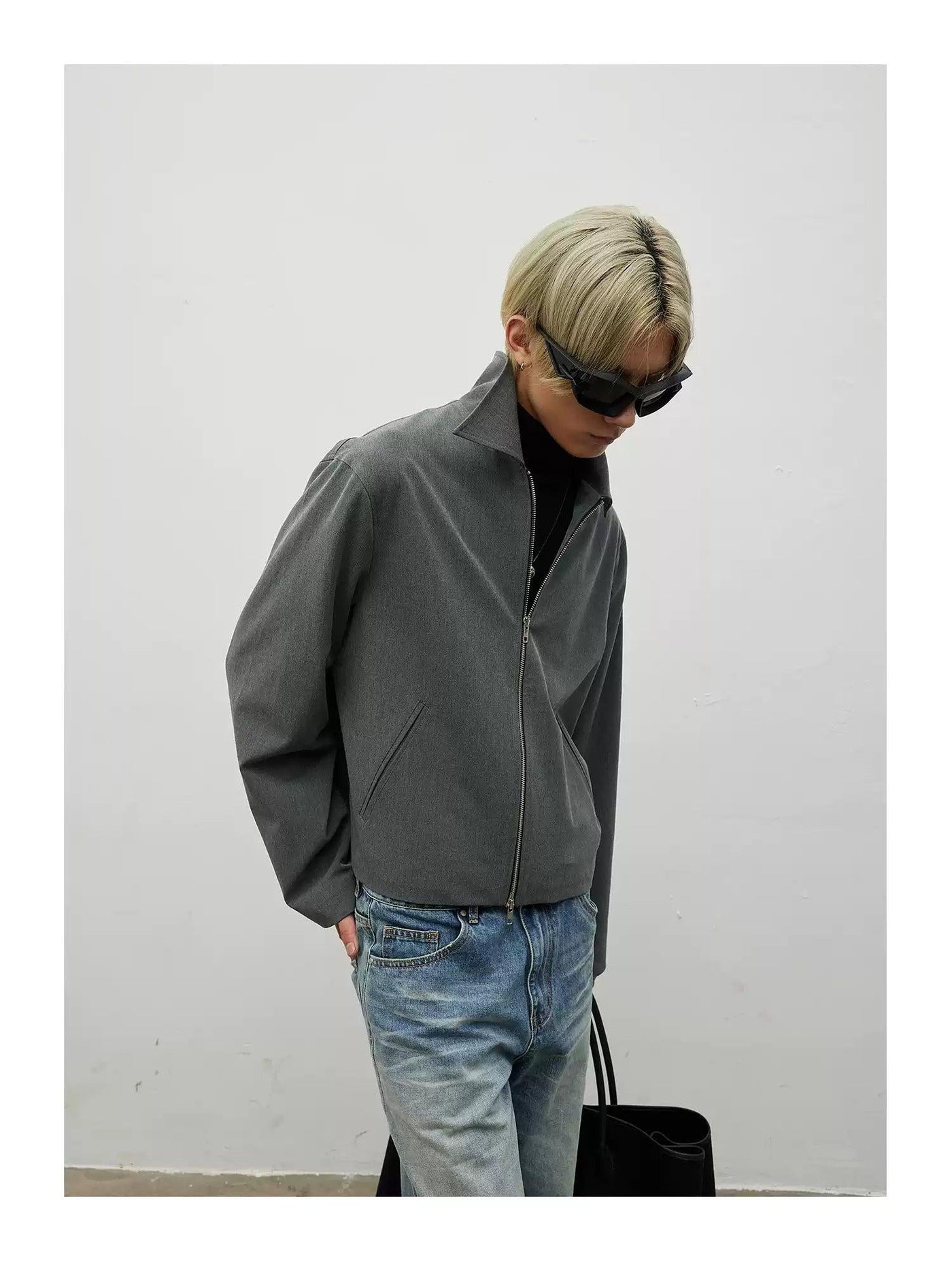 Boxy Fit Plain Dual-End Zipped Jacket Korean Street Fashion Jacket By Terra Incognita Shop Online at OH Vault