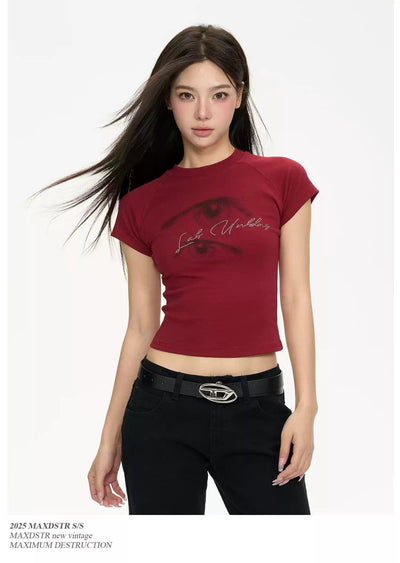 Eyes Graphic Cropped T-Shirt Korean Street Fashion T-Shirt By MaxDstr Shop Online at OH Vault