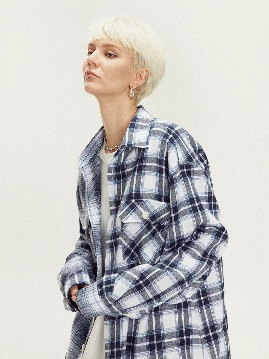 Non Parallel Plaid Shirt Korean Street Fashion Shirt By Lost CTRL Shop Online at OH Vault