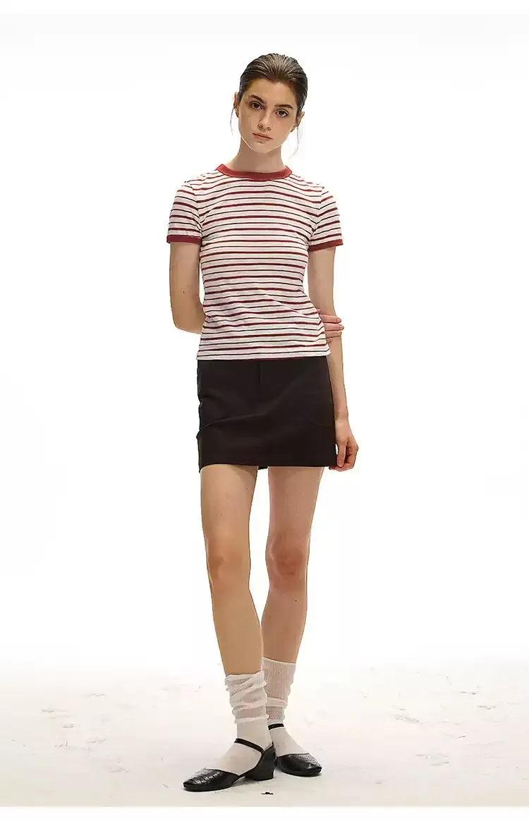 Striped Slim Fit T-Shirt Korean Street Fashion T-Shirt By Country Moment Shop Online at OH Vault