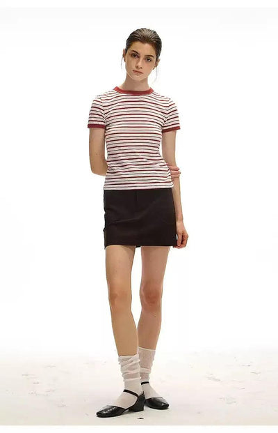 Striped Slim Fit T-Shirt Korean Street Fashion T-Shirt By Country Moment Shop Online at OH Vault