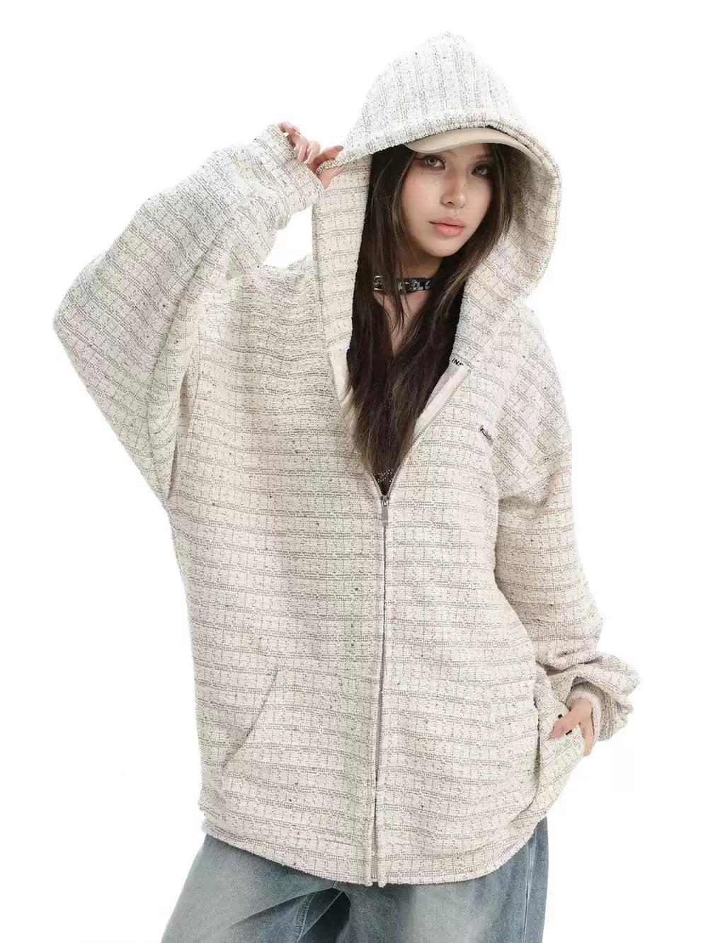 Patterned and Textured Hooded Jacket Korean Street Fashion Jacket By INS Korea Shop Online at OH Vault