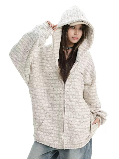 Patterned and Textured Hooded Jacket Korean Street Fashion Jacket By INS Korea Shop Online at OH Vault