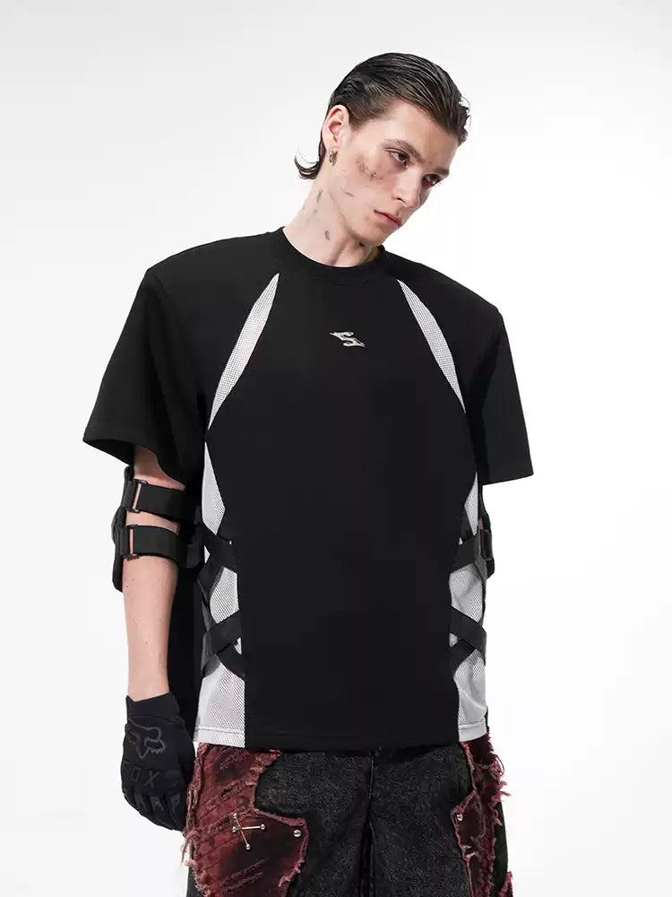 Cut-Out Mesh Panel T-Shirt Korean Street Fashion T-Shirt By Slim Black Shop Online at OH Vault