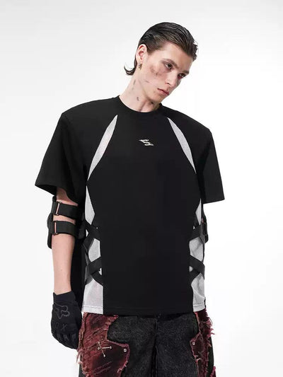 Cut-Out Mesh Panel T-Shirt Korean Street Fashion T-Shirt By Slim Black Shop Online at OH Vault