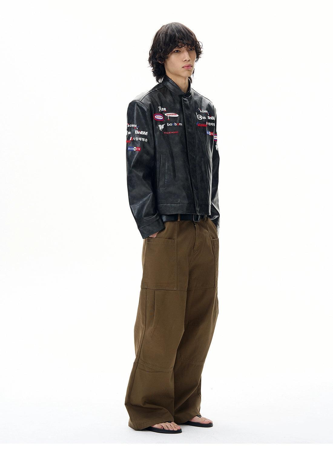 Racing Style PU Leather Jacket Korean Street Fashion Jacket By 77Flight Shop Online at OH Vault