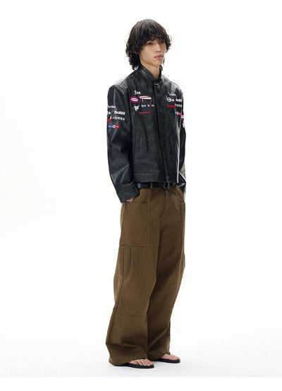 Racing Style PU Leather Jacket Korean Street Fashion Jacket By 77Flight Shop Online at OH Vault