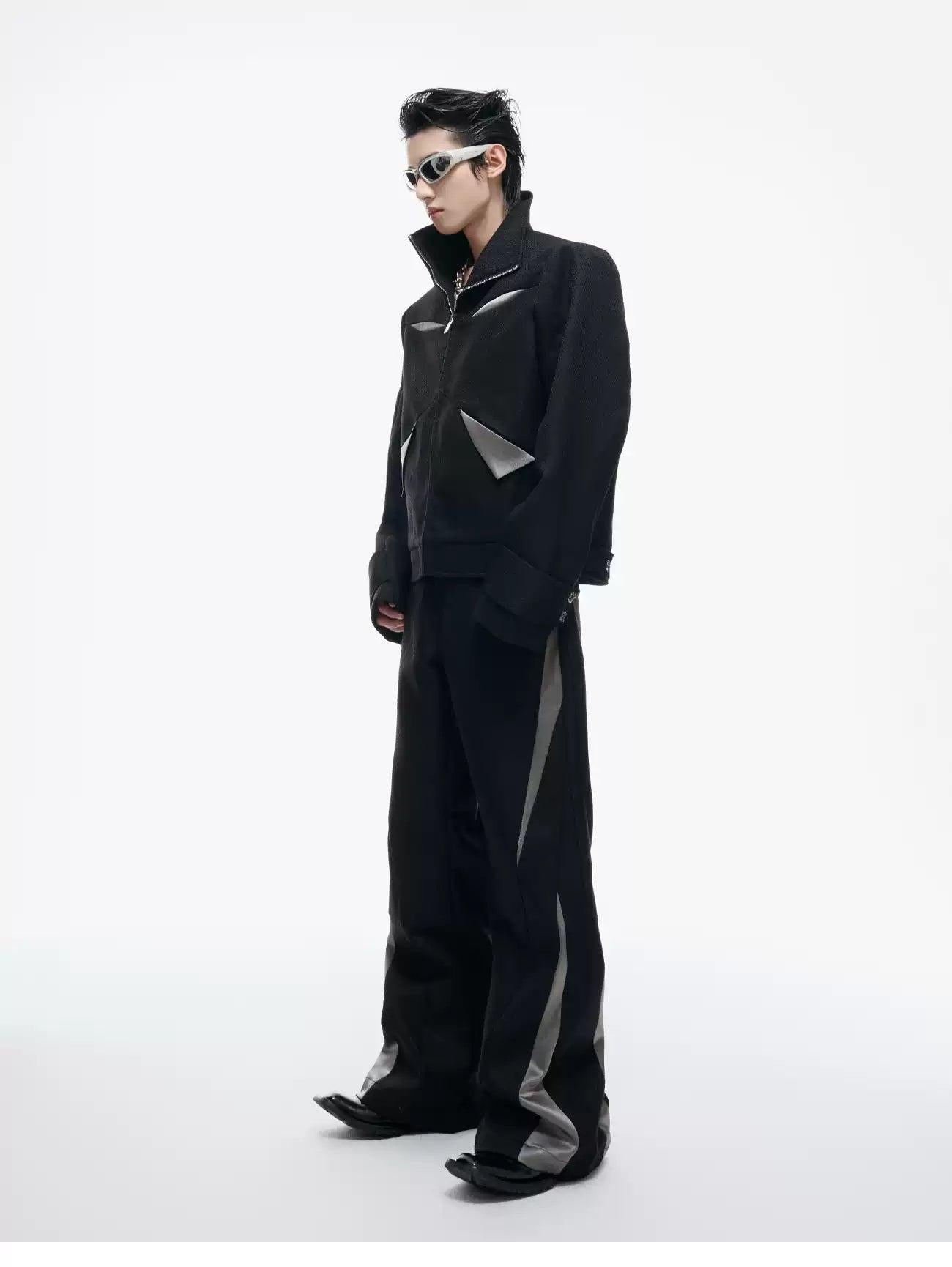 Spliced Contrast Boxy Jacket & Flared Trousers Set Korean Street Fashion Clothing Set By Argue Culture Shop Online at OH Vault