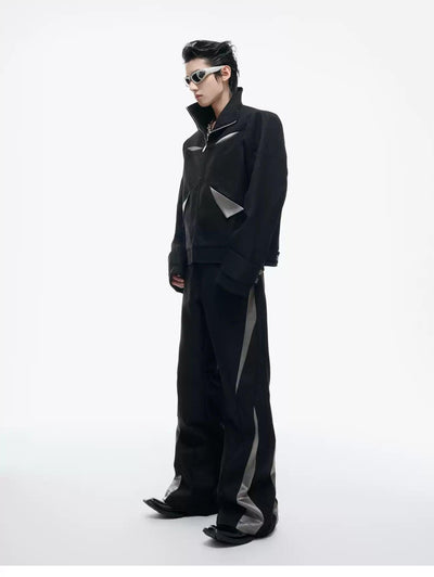 Spliced Contrast Boxy Jacket & Flared Trousers Set Korean Street Fashion Clothing Set By Argue Culture Shop Online at OH Vault