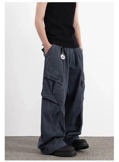 Washed Pleats Pocket Cargo Pants Korean Street Fashion Pants By A PUEE Shop Online at OH Vault